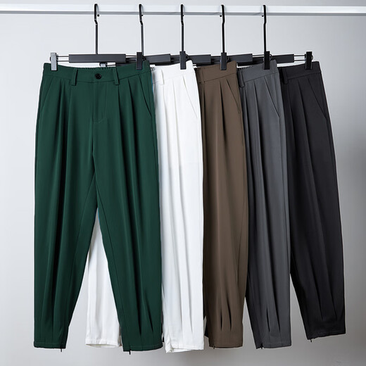 Pierre CARDIN (PIERRE CARDIN) ice silk men's pants 2025 new summer drooping trousers zippered feet harem pants loose casual pants suit pants black XL [140-160Jin [Jin equals 0.5 kg]]