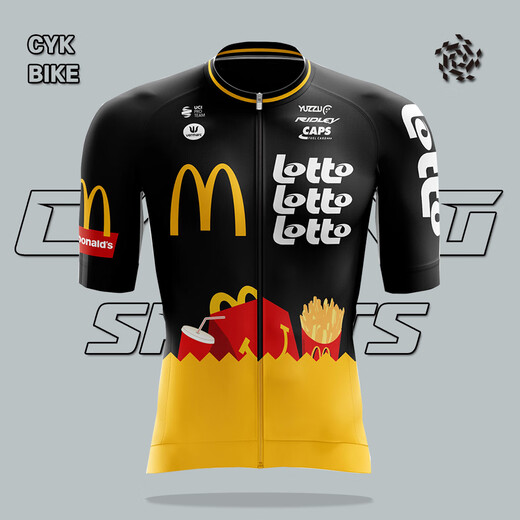 FOX TIGER2025 Brand Trendy Milk Silk McDonald's Cycling Clothes Tops Outdoor Bicycle Sportswear Sportshable et Scrying Imprimerie McDonald's à manches courtes XL [Poids suggéré: 60-70 kg]