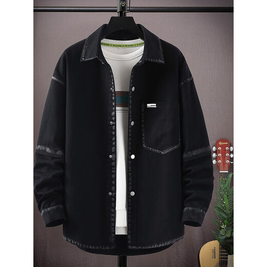 Zhenpu American High Street Denim Jacket for Boys 2025 Spring and Autumn Lavado de ropa versátil Contrastando Chaqueta casual. 16823 Regular de estilo blanco M Aproximadamente 80-100 Jin [Jin equivale a 0.5 kg] se puede usar