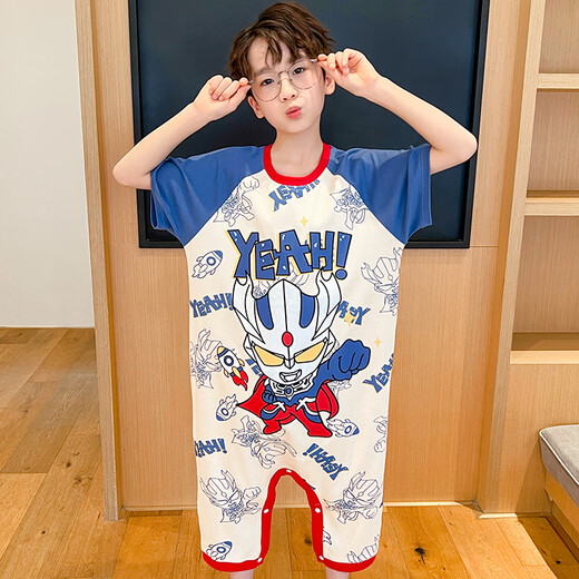 Ultraman pour les garçons Sleeping Sac Pyjamas Summer Coton Pure Coton Baby à manches courtes à manches minces Anti-Kick Quilt Home Clothing JY9929 Ultraman pour 100 enfants 8 taille Hauteur 90-100cm35jin [Jin est égal à 0,5 kg]