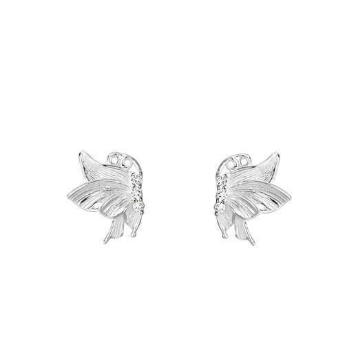 (YS) Pure silver 999 sterling silver butterfly earrings earrings sterling silver 9999 pierced ears for sleeping without removing screws earrings pure silver 999 brushed butterfly earrings