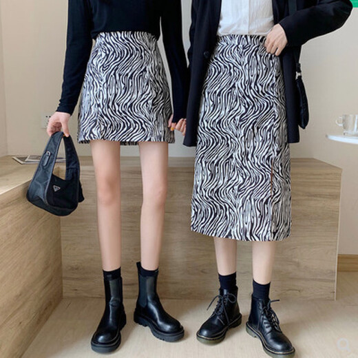 荣西图斑马纹半身裙女高腰字短裙风潮 短款【684#】 2XL