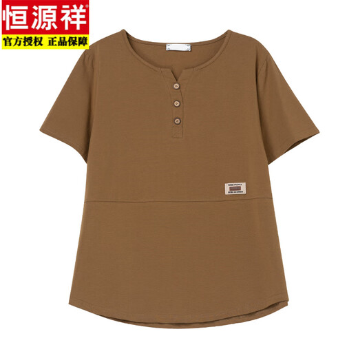 恒源祥中年纯棉短袖t恤衫女士夏宽松加肥加大码中老年妈妈拼接遮肚上衣 白色【KSP-9896款】 L 适合100-115斤
