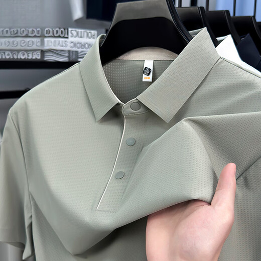 Gy Goldlion Summer Traceless Sans Polo à manches courtes pour hommes Business Casual Ice Silk Brepwant Simple Versatile Top Mzy / S15810 Rock Grey Grey à manches courtes Polo L 125-145Jin [Jin est égal à 0,5 kg]