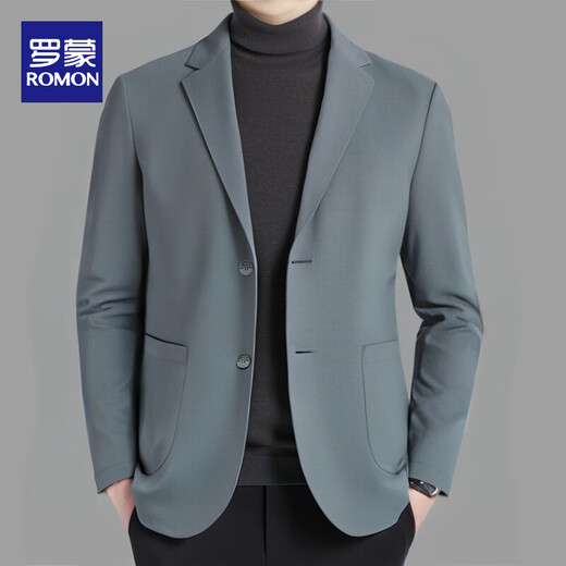 罗蒙华夫格冰丝防晒西服男夏季薄款商务休闲弹力透气无痕小西装男外套 灰色【UPF50+】 XL /180 建议140-160斤