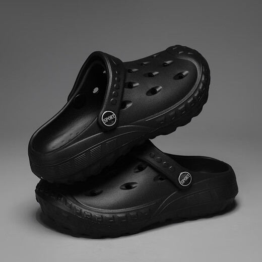 Guanmaopei Kinder weicher Bodenloch Schuhe für Jungen und Mädchen Sandalen Haus im Freien Gartenschuhe schwarz 24
