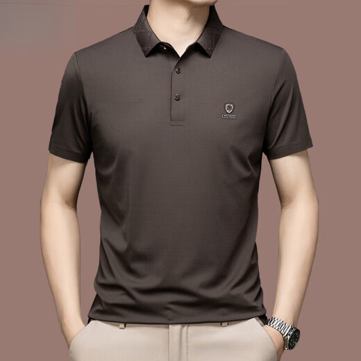 OLJ luxury brand men's summer new Polo shirt men's high-end short-sleeved T-shirt fashionable ice silk half-sleeved top black M 165 (suitable for weight 90-120Jin Jin equals 0.5 kg)