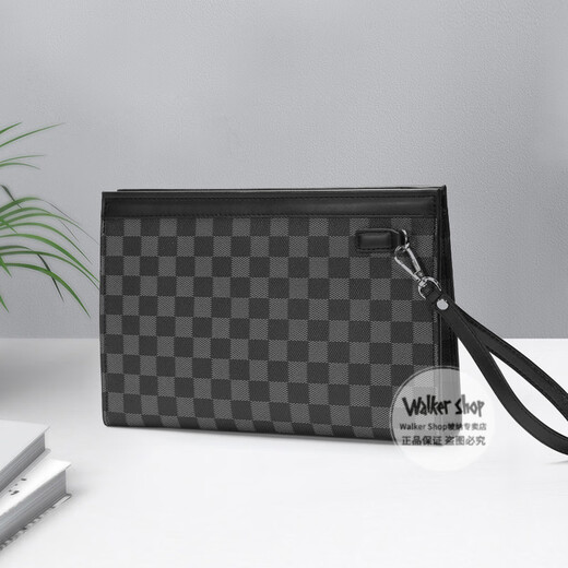 Walker Shop New Handbag Bag Men's Clutch Bag Fashion Fashion Bag Bag Arojes Bolso de negocios Bolsa de mano a cuadros de mano negra (29*19.5*5.5cm)