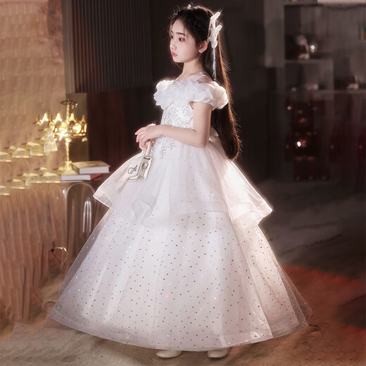 Энни Юер детское платье Light Luxury High-end Girl Host Guted Birthday Princess Юбка цветочная девочка для фортепиано костюм белый 130