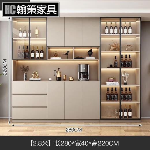 
Pupan wine cabinet partition cabinet dining side cabinet integrated wall home living room display cabinet entrance cabinet shoe cabinet storage cabinet decoration cabinet style 12240*40*220