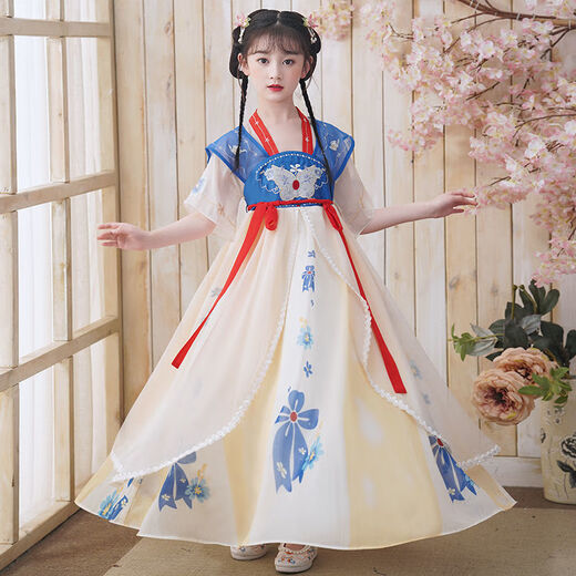 姿伟祺女童夏季汉服连衣裙公主古装裙子 9208汉服 【收藏流苏】 均码 110