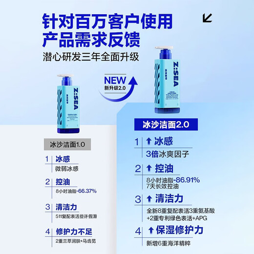 海洋至尊水律控油冰沙三棱镜洁面150g*2保湿 氨基酸洗面奶 保湿 洗面奶男
