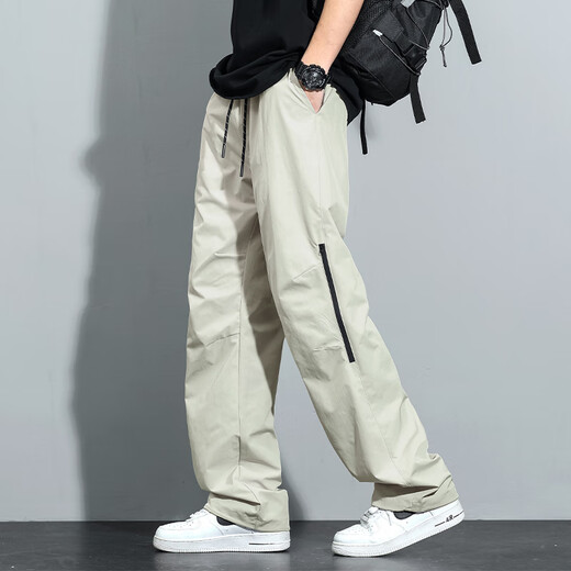 
Ji Bulun trendy brand wide-leg work pants for boys in summer thin loose quick-drying pants for men 2025 new straight-leg casual pants for men 759 green M [90-110Jin [Jin equals 0.5 kg]]