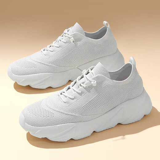 Más caminata 2025 Primavera y verano Nuevos zapatos para caminar deportivos para mujeres sin zapatos de papá con cordones para hombres y mujeres que mejoran los deportes y los zapatos casuales para todos los negros Z722 46
