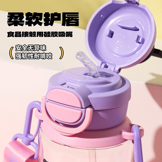 杯具熊（BEDDYBEAR）双饮儿童水杯耐高温塑料杯便携大容量学生吸管杯子680ML酷洛米