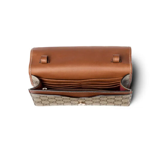 古驰（GUCCI）女包单肩包Emblem系列肩背包斜挎包全新GG字母图案涂层帆布包包 米色深棕色织物820688FAD6L9758