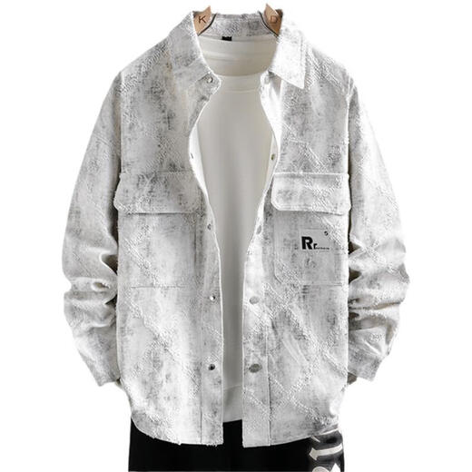 Veste en jean gtyuwvg pour garçons 2025 printemps et automne de la chemise adolescente nouveau style junior et lycée de mode masculine Top 16819 Black Letters XL (115-130jin [Jin est égal à environ 0,5 kg]))