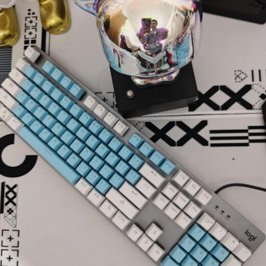 Logitech original K845 K835 Teclado mecánico con cable Eje de té negro de té negro Oficina de computadora de retroiluminación 9 Nuevo o más o menos blanco/blanco Capazón verde