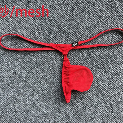 BUFFNY New Men's Low Waist Thong Personalized Sexy Ice Silk Mesh Transparent Men's Underwear White Ice Silk M 50KG-60KG