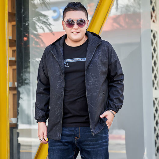 Fhhuabd Plus Fat Jacket Fat Jacket Fat Jaqueta delgada Spring and Autumn Flow Tend tendencia Top Clothing 826 Spring and Autumn Black l 100-120Jin [Jin equivale a 0.5 kg]