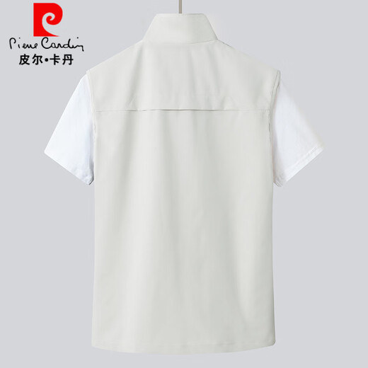 Pierre Cardin Neue Herrenweste Frühling und Herbst Dünne, atmungsaktive Pferdesklammjacke Herren-Gelegenheitsweste mittleren Alters und ältere Mehrfach-Pocket-Weste 99 Meter Weiß 2xl 145-160jin [Jin ist 0,5 kg]