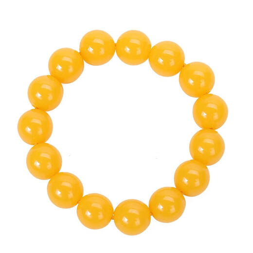 Fat Donglai's same style yellow beeswax bracelet second generation chicken fat amber Buddha beads single circle men's and women's bracelet fashion bracelet 10MM beeswax bracelet-19 pieces