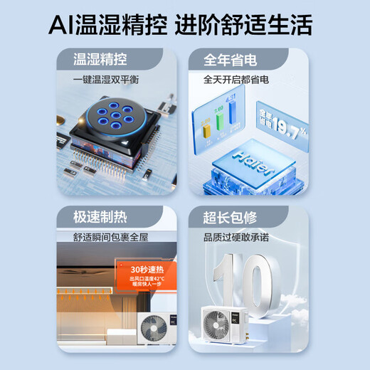 Haier instantly saves 15% on net power saving when placing an order Plus large 3 HP duct machine one-to-one 3p central air conditioner new level of energy efficiency Yunjing Pro upgraded full DC variable frequency living room Yunshu 2 HP Intelligent Edition AI temperature and humidity precision control