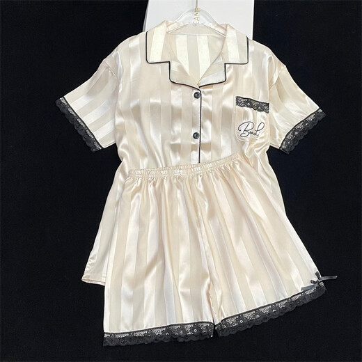 Langsha Sweet Girl Style Frühlings- und Sommer-Spitzen-Strickjagd Shorts Shorts Pyjamas Zweiteilige Heimkleidung LW-9214 M Empfohlen 80-100jin [Jin ist gleich 0,5 kg]
