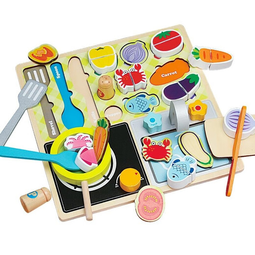 Children's house kitchen toy set board wooden simulated kitchen utensils boy and girl cooking set barbecue shop