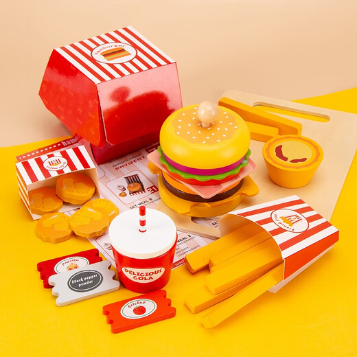 Chengliu House para niños jugando juguetes de cocina simulación de microondas belleza hamburguesa papas fritas modelo de regalo de cumpleaños de niña juego de microondas