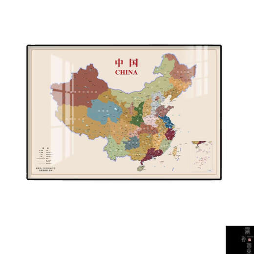 初构想客厅装饰画沙发背景墙中国世界地图办公室挂画各省份地图书房卧室 河北省 150100cm横版尊贵黑框时尚百搭