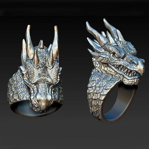 KZD Old Phoenix 999 sterling silver pure silver retro domineering and fierce men's dragon ring personalized creative silver magic dragon ring magic dragon head ring same style single pack same style