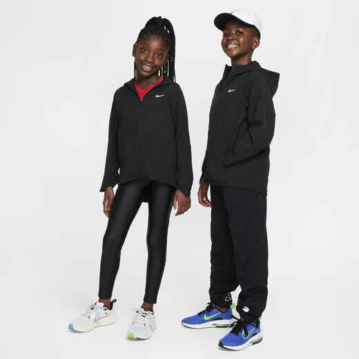 耐克（NIKE）官方男女童DRI-FIT大童速干训练夹克防晒衣夏季FZ5213 010黑/银 160 XL