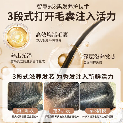 同仁堂何首乌洗发水金榜第1名五黑植萃黑灵芝白头发转养黑发洗发膏露