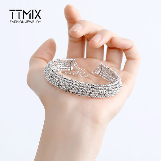 TTMIX shiny bouncy bead platinum bracelet fashionable temperament pt950 women's oval platinum bracelet large version 37.1-37.3g width 12.2mm