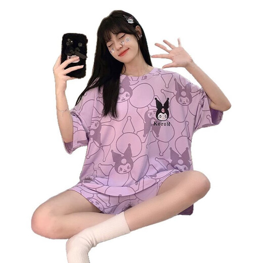 Jingpufei summer cartoon cute plus size thin pajamas set Guangzhou Thirteen Lines 677 Zikulomi 175 L code [Suggested 98-112 Jin [Jin equals 0.5 kg]]