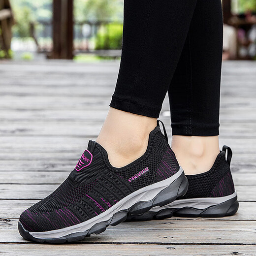 Frühlings- und Sommer Anti-Rutsch weicher alleiniger und älterer Menschen mit mittleren Alters und älteren Menschen, die Schuhe, Wanderschuhe, einen Fuß, Männer und Frauenschuhe, fliegen und atmungsaktive Schuhschuhe mit atmungsaktivem Arbeitskräften 9928 Black 40 Running