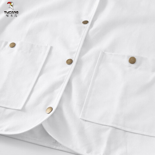 Woodpecker (TUCANO) 2025 new Korean style loose vest top embroidered white denim vest short jacket men's spring and summer wear white L recommended 110-130Jin Jin equals 0.5 kg