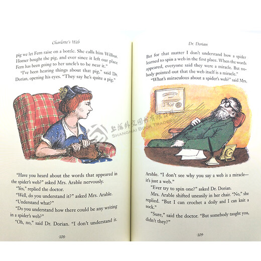 现货【外文书店】彩色插图版 Charlotte's Web 夏洛的网 大字全彩版 英文原版进口图书籍夏洛特的网  英文读物 680L 儿童读物