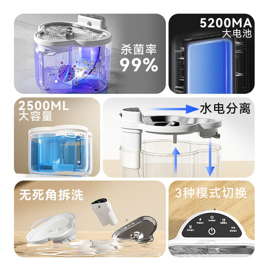 
Hippie dog and cat water dispenser constant temperature yogurt machine cat water drinking pet automatic heating water dispenser without plugging water dispenser flow 5200mA/2.5LPro model