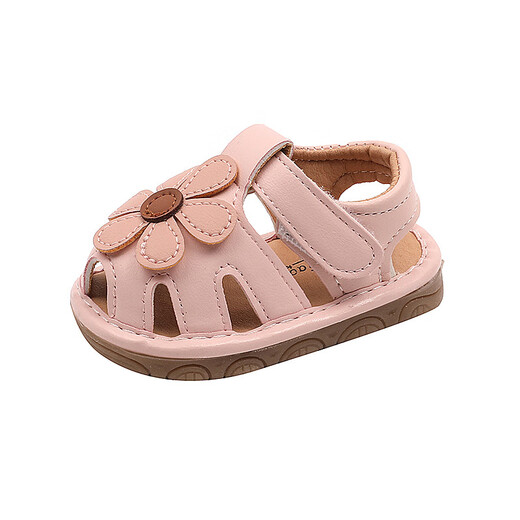 
Ji Zhenfei baby girl bag-toe sandals summer call shoes cute soft sole non-slip baby shoes princess shoes little toys shoes beige inner length 12cm/17 size about 9-10 months