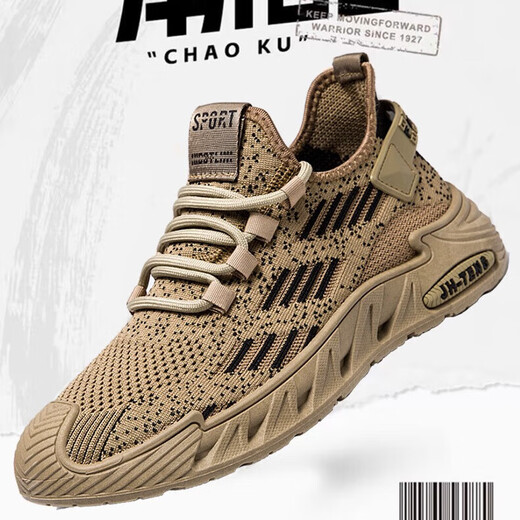 Changxiang Huili Schuhe Herrenschuhe Sommer Neue vielseitig atmungsbezogene lässige Fliegende Mesh Sneakers Herrenleichter Nicht-Schlupf-Laufschuhe FH-9225 Brown 40