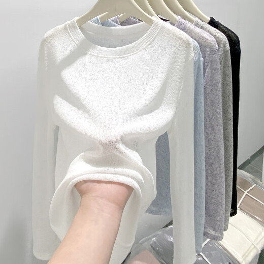 
H826 French soft glutinous sweater hollow sweater high-end loose top round neck blouse fashion item sun protection trend black M suitable for 80-100Jin [Jin equals 0.5 kg]
