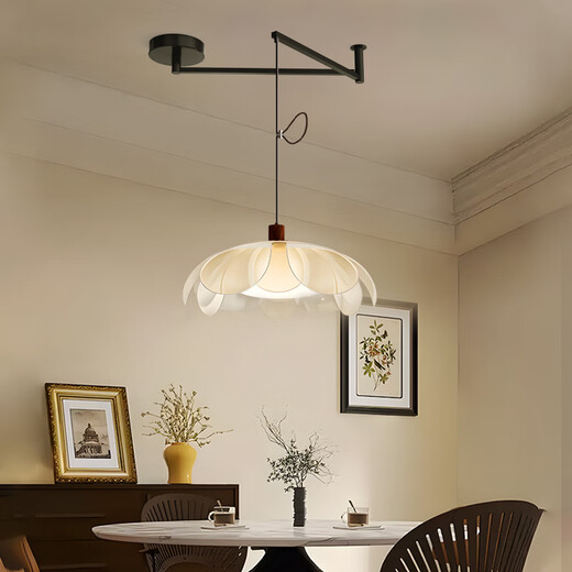 Red product Aijia French medieval style restaurant chandelier cream style 2025 new study room high-end petal bar table lamps chandelier style/45CM three-color light (acrylic flower