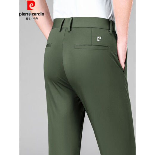 Pier Cardin Mulberry Silk Herrenhosen Casual Hosen Sommer Cool Elastic No-Iron Straight Ice fühlen Seide tägliche Hosen mittlerer Alters dünn grau [16761] 40 [195-210jin [Jin gleich 0,5 kg] Verschleiß]