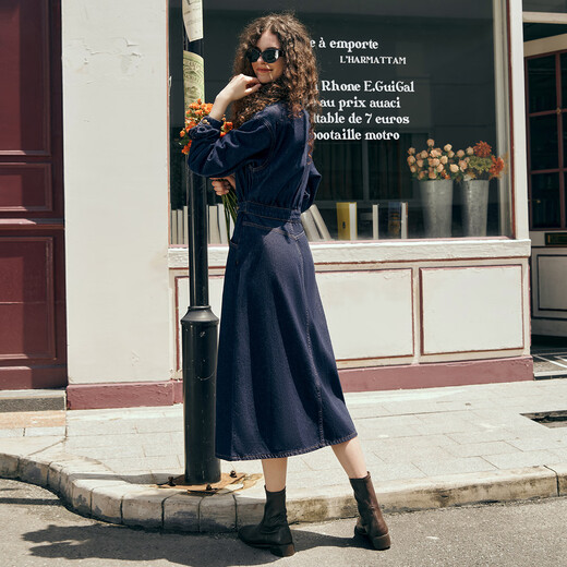 Olrain [Style Upgrade] Olrain Taille-Hug-Hug-Denim-Kleid-Frauen-Temperament Pendelrock Preußisch Blau XL