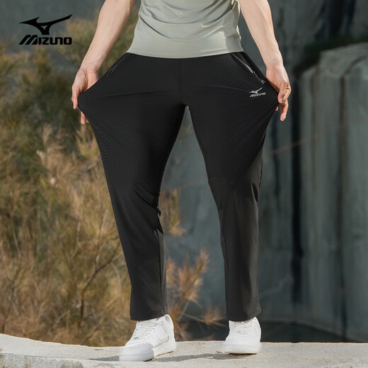 Mizuno outdoor casual pants for men's ice silk cool breathable quick-drying fishing versatile straight-leg pants Black L
