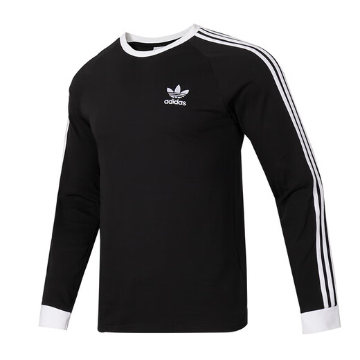 阿迪达斯 （adidas）三叶草男装女装 2025春季新款情侣修身长袖T恤棉质透气休闲运动服 IA4877 S