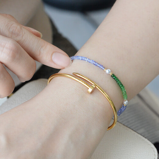 Shengbeiweijia Monet Garden Natural Tsavorite/Tanzania Japanese Akoya Pearl Necklace Bracelet Ready Stock/Gold Ball Style/Bracelet Full Length Approximately 16+3.5cm