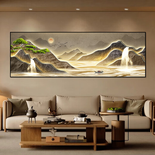Western scenery PEEP SHOW Modern light luxury living room decoration painting self-adhesive paintings meaning good landscape paintings hotel bedroom bedside painting room sticker painting BY4877 240*80CM with glue on the back (high-definition waterproof, sticky when tearing it open